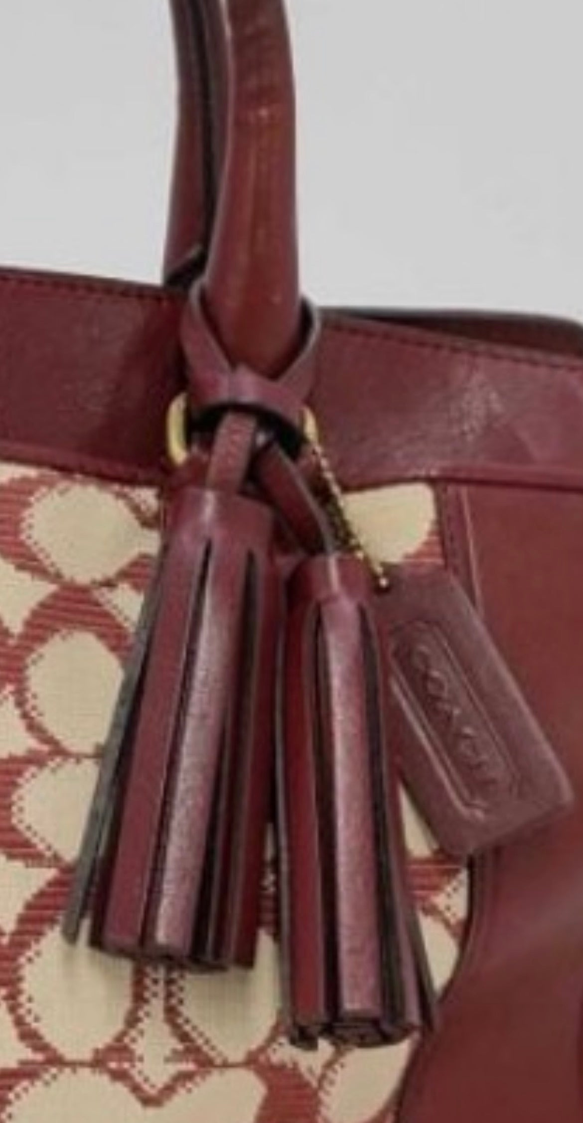 Coach Signature Satchel Bag - Bordeaux / Crème