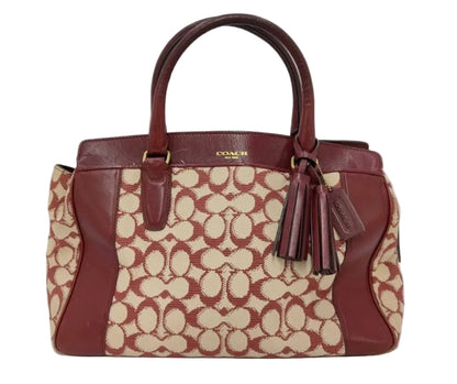 Coach Signature Satchel Bag - Bordeaux / Crème