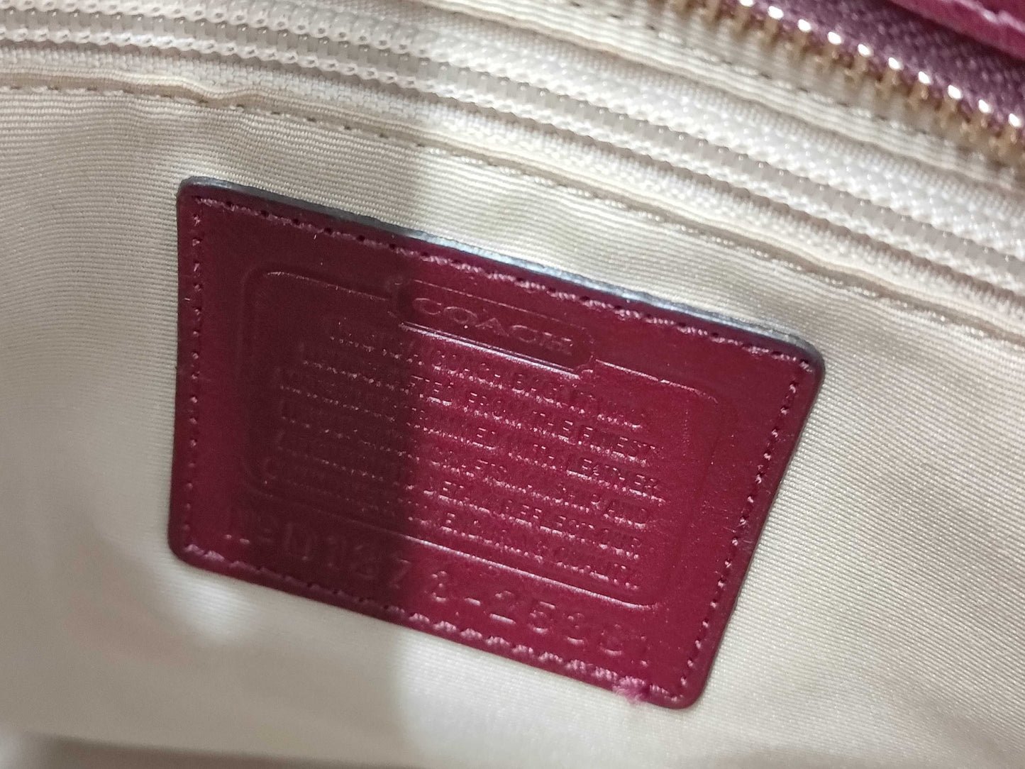 Coach Signature Satchel Bag - Bordeaux / Crème