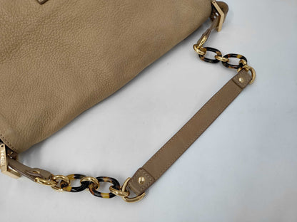 Fendi Leather Beige Chain Shoulder Bag
