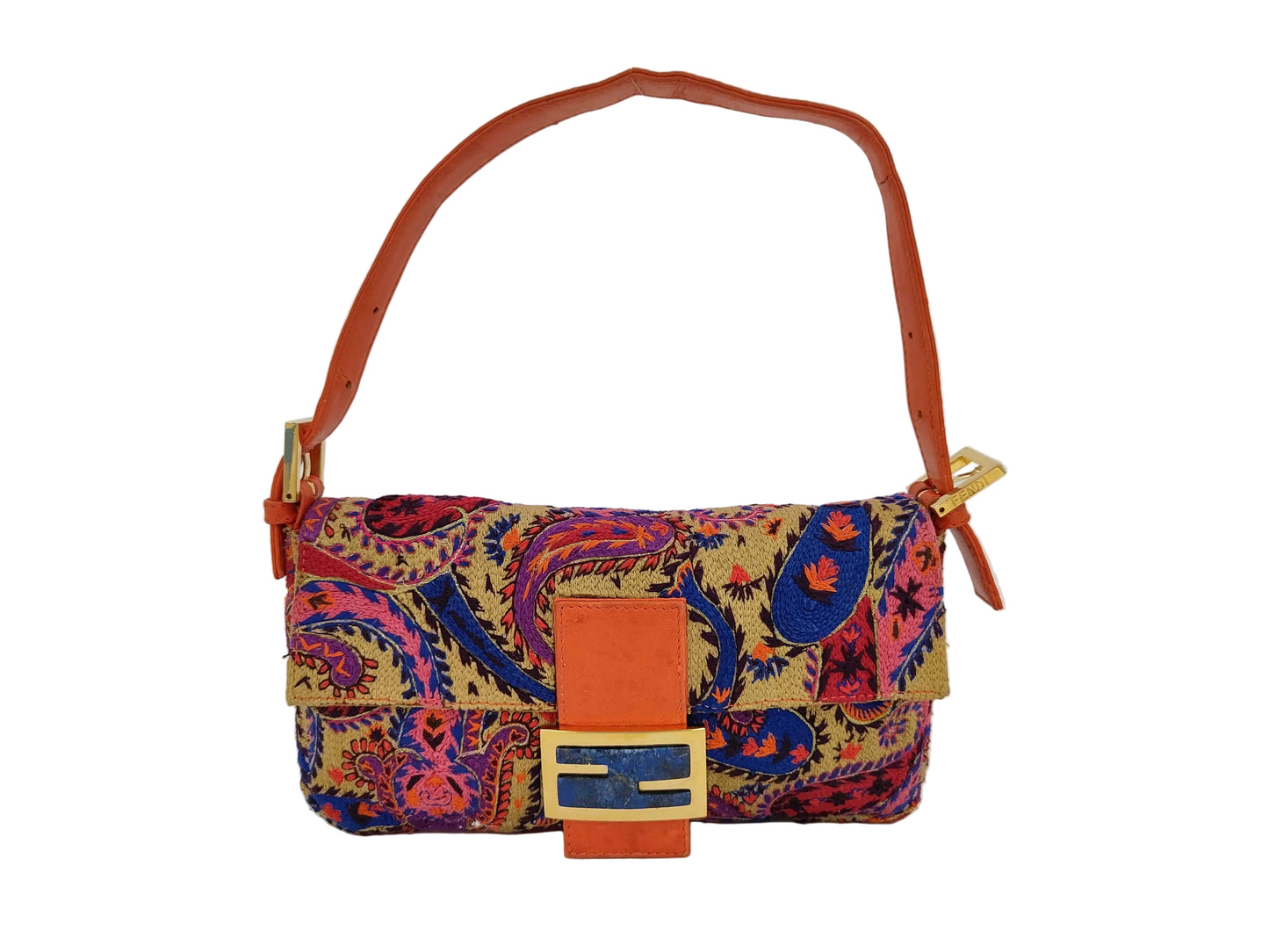 Fendi Mamma Baguette Embroidered Shoulder Bag