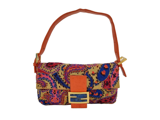 Fendi Mamma Baguette Embroidered Shoulder Bag