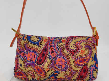 Fendi Mamma Baguette Embroidered Shoulder Bag
